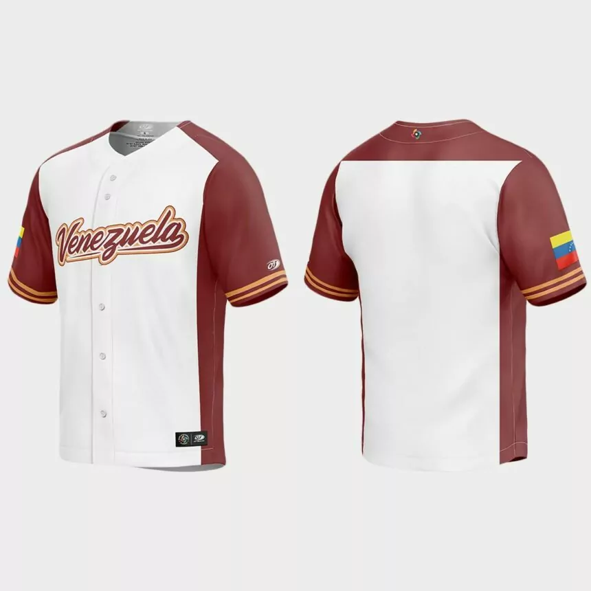 Venezuela Baseball 2023 World Baseball Classic Replica Jersey – White Burgundy