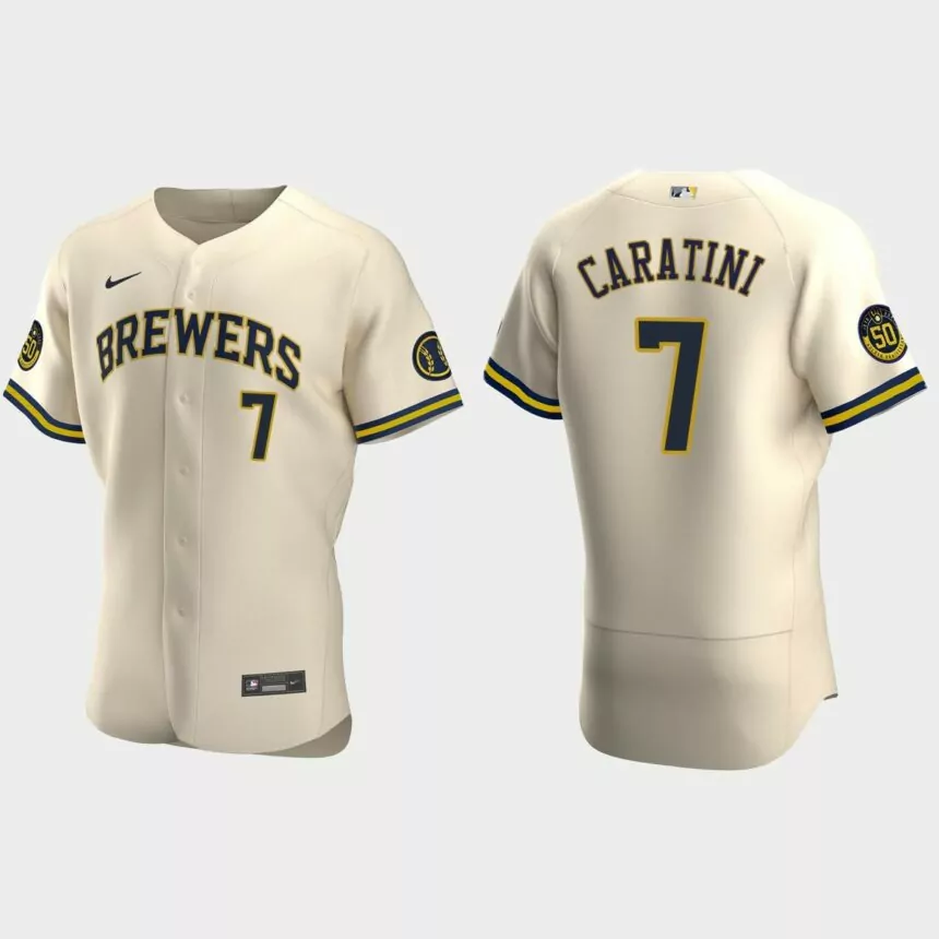 Victor Caratini Milwaukee Brewers Authentic Alternate Jersey – Cream