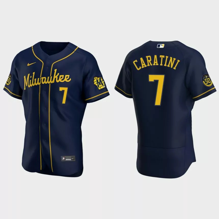Victor Caratini Milwaukee Brewers Authentic Alternate Jersey – Navy