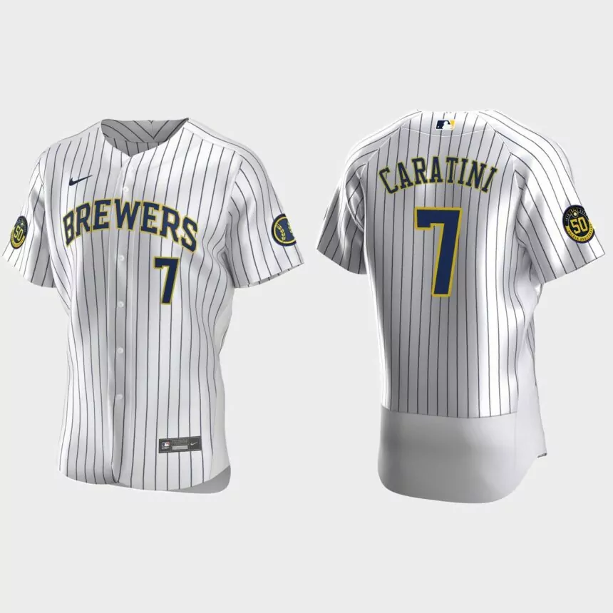 Victor Caratini Milwaukee Brewers Authentic Home Jersey – White