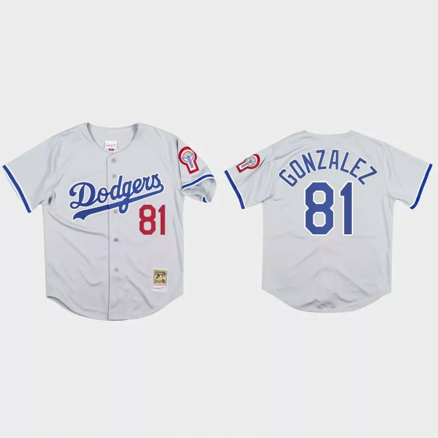 Victor Gonzalez #81 Los Angeles Dodgers Mitchell & Ness 1981 Authentic Jersey – Gray