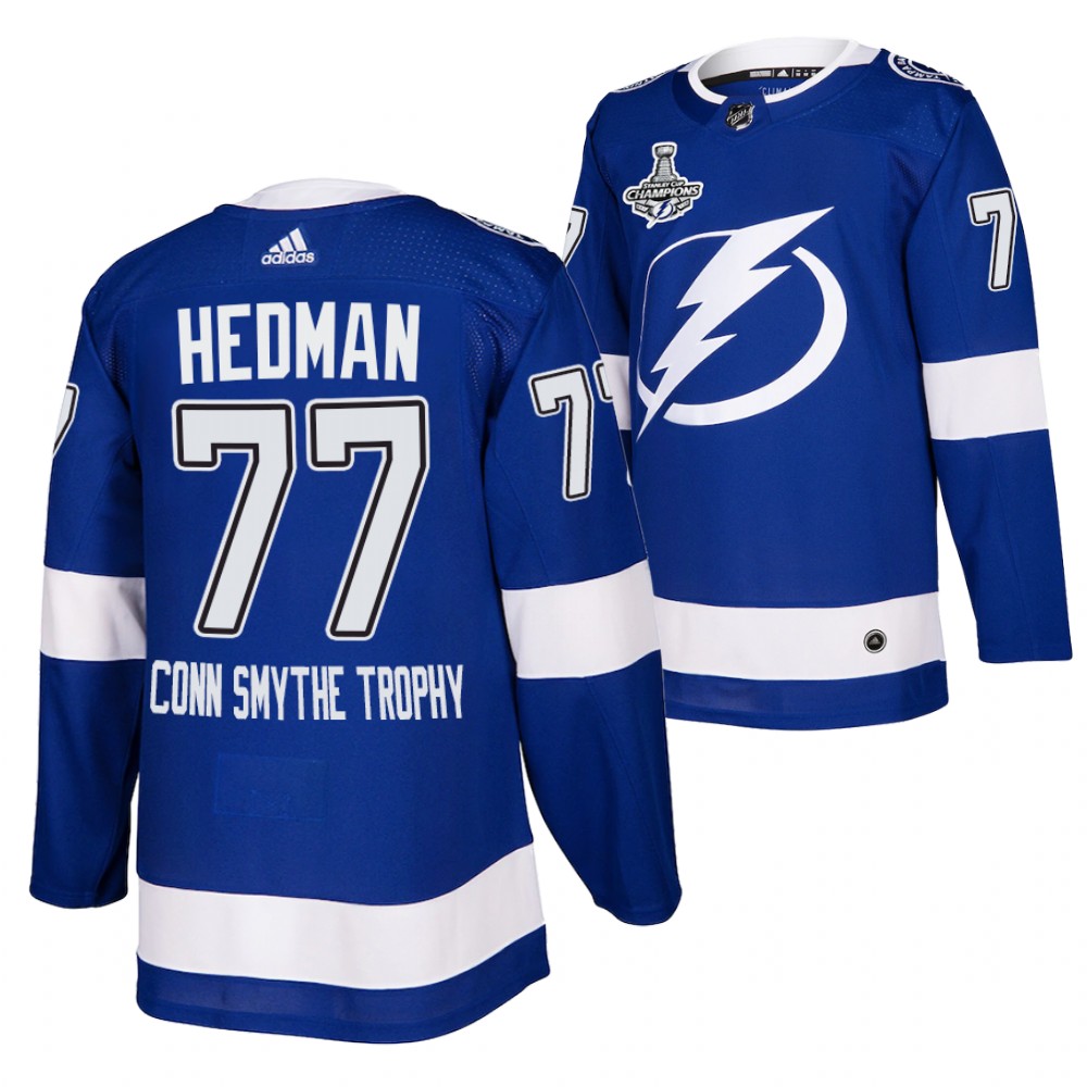 Victor Hedman Lightning 2020 Stanley Cup Champs Blue Conn Smythe Trophy Winner Jersey