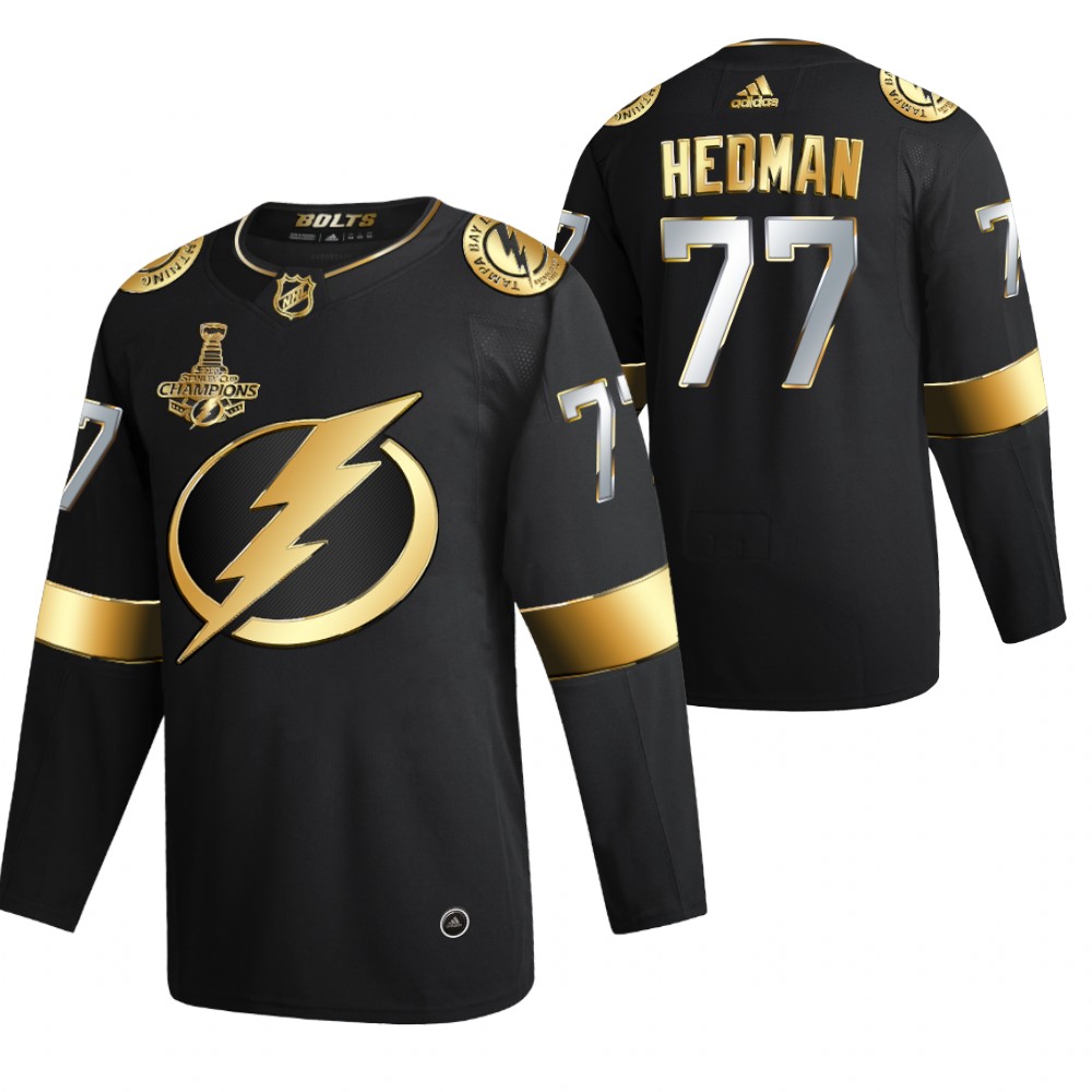 Victor Hedman Tampa Bay Lightning Black 2020 Stanley Cup Champions Jersey Authentic Golden Limited