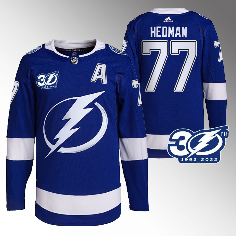 Victor Hedman Tampa Bay Lightning Blue 30th Season Authentic Home Jersey