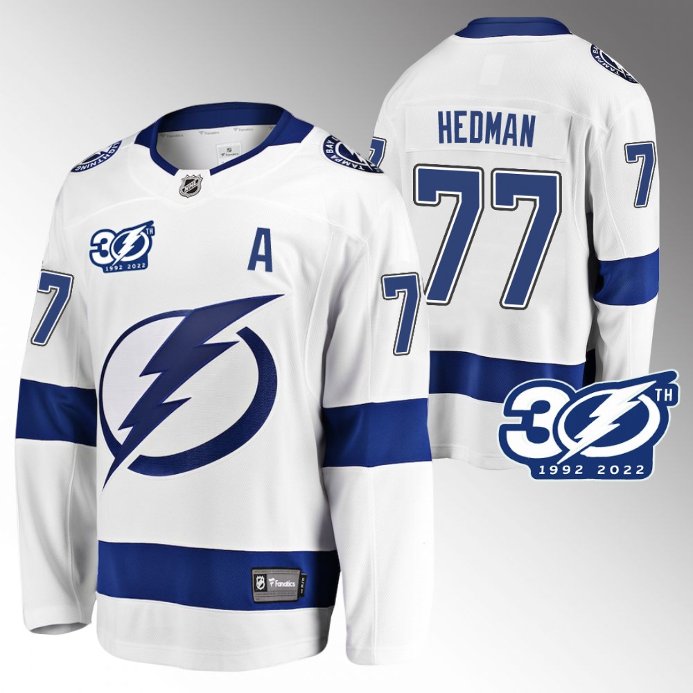 Victor Hedman Tampa Bay Lightning Jersey 30th Anniversary White 1992-2022 Away
