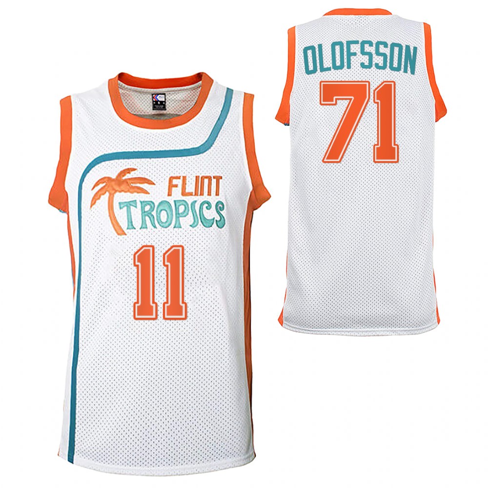 Victor Olofsson Sabres Flint Tropics Basketball Jersey White Semi-Pro