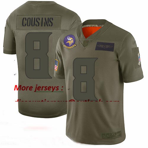 Vikings #8 Kirk Cousins Camo Youth Stitched Football Limited 2019 Salute to Service Jersey