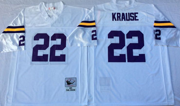 Vikings 22 Paul Krause White Throwback Jersey