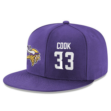Vikings 33 Dalvin Cook Purple Adjustable Hat