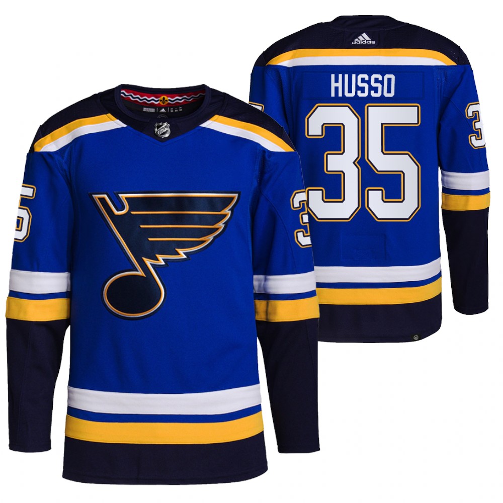 Ville Husso 2021-22 St. Louis Blues Blue Home Primegreen Authentic Pro Jersey