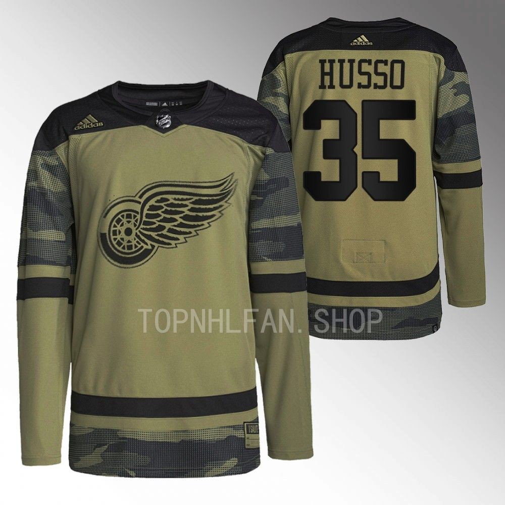 Ville Husso 2022 Detroit Red Wings Camo Veterans Day Warmup Jersey
