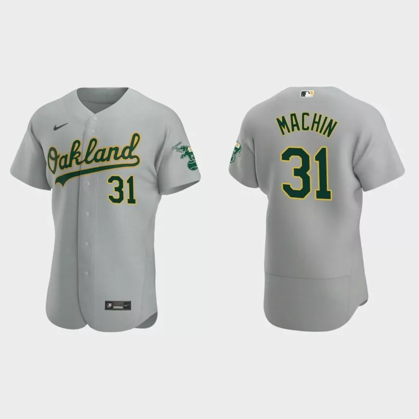 Vimael Machin Oakland Athletics Authentic Road Jersey – Gray