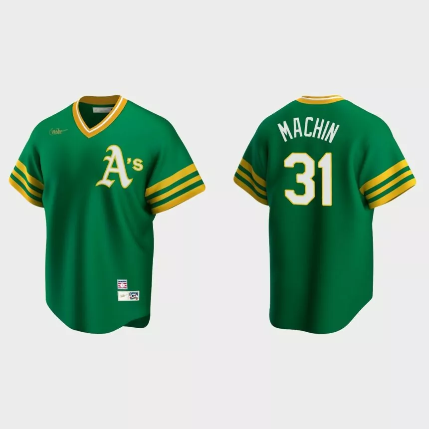 Vimael Machin Oakland Athletics Cooperstown Collection Road Jersey – Kelly Green