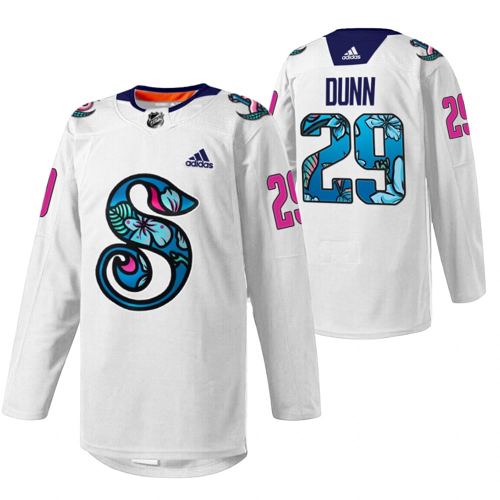 Vince Dunn Kraken Pride Night Jersey White Warmup