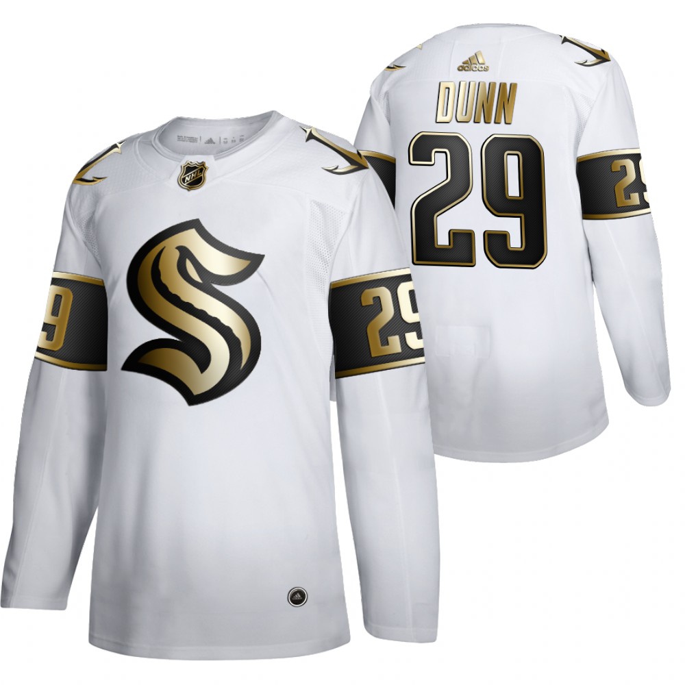 Vince Dunn Seattle Kraken White Golden Edition Jersey 2021 Expansion Draft