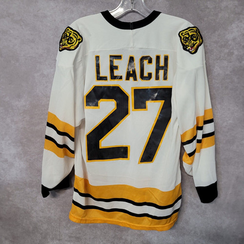 Vintage 90s Autographed CCM NHL Boston Bruins Steve Leach 27 Jersey Mens Sewn