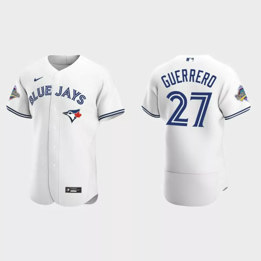 Vladimir Guerrero Jr. Toronto Blue Jays 1992 World Series Patch Authentic Jersey – White