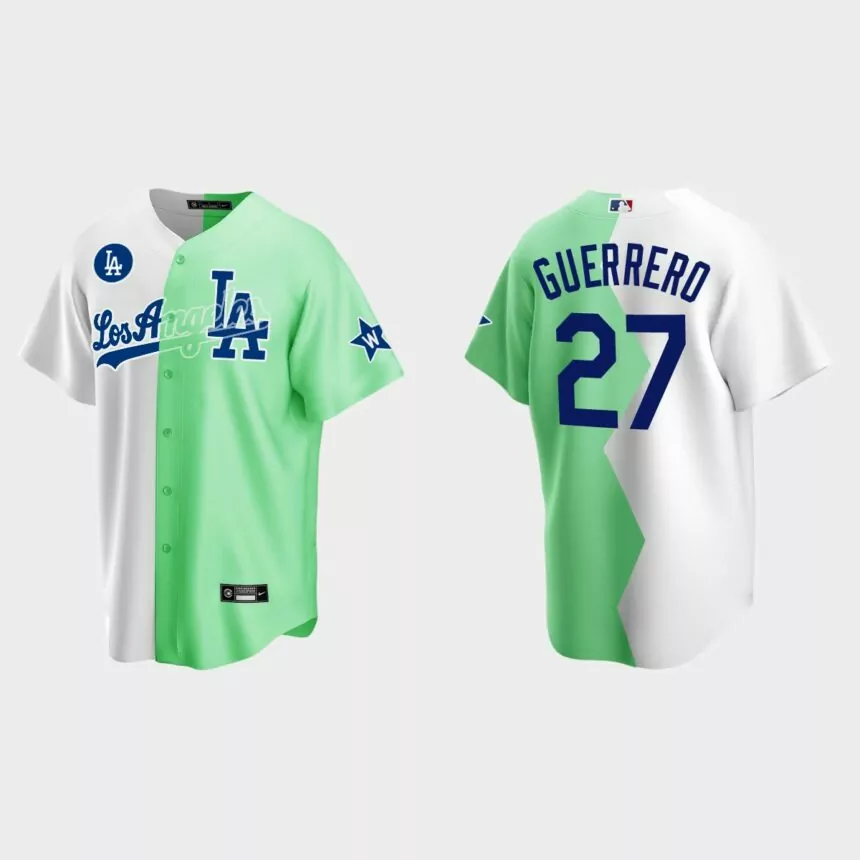 Vladimir Guerrero Los Angeles Dodgers 2022 Celebrity Softball Game Split Jersey – White Green