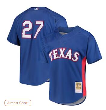 Vladimir Guerrero Texas Rangers Mitchell & Ness Cooperstown Collection Mesh Batting Practice Button-Up Jersey Royal