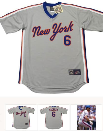 WALLY BACKMAN New York Mets 1987 Majestic Cooperstown Away Baseball Jersey