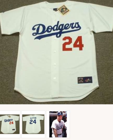 WALTER ALSTON Los Angeles Dodgers 1960's Home Majestic Throwback Baseball Jersey