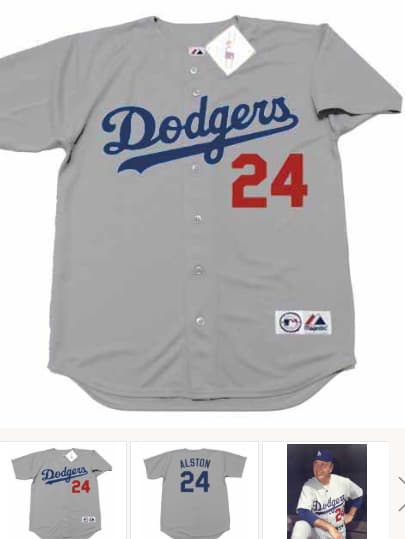 WALTER ALSTON Los Angeles Dodgers 1974 Away Majestic Throwback Baseball Jersey