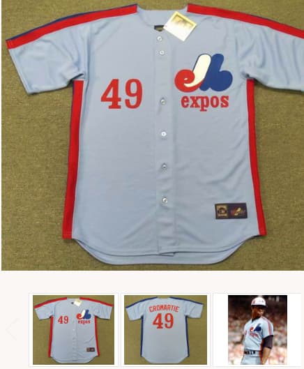 WARREN CROMARTIE Montreal Expos 1981 Majestic Cooperstown Away Baseball Jersey