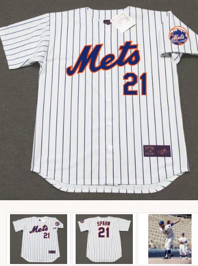 WARREN SPAHN New York Mets 1965 Home Majestic Baseball Throwback Jersey