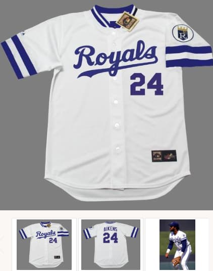 WILLIE AIKENS Kansas City Royals 1983 Majestic Cooperstown Home Baseball Jersey