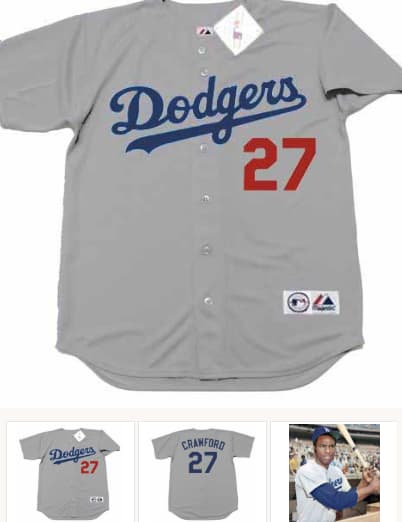 WILLIE CRAWFORD Los Angeles Dodgers 1974 Away Majestic Throwback Baseball Jersey