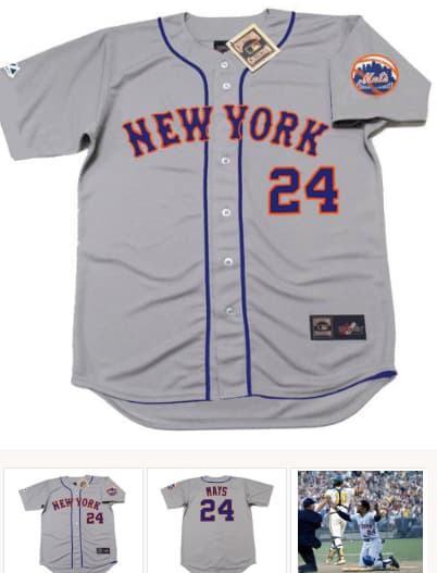 WILLIE MAYS New York Mets 1973 Away Majestic Baseball Throwback Jersey