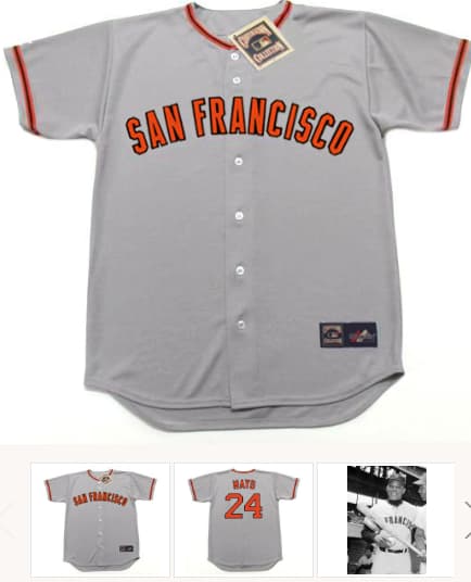 WILLIE MAYS San Francisco Giants 1970's Majestic Cooperstown Away Baseball Jersey