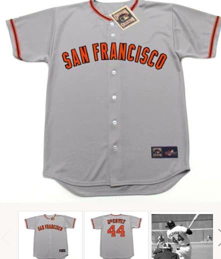 WILLIE McCOVEY San Francisco Giants 1973 Majestic Cooperstown Away Baseball Jersey