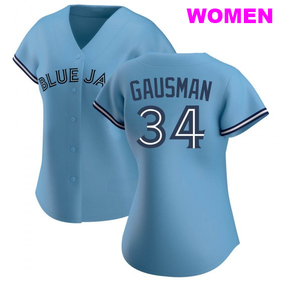 WOMEN'S TORONTO BLUE JAYS #34 KEVIN GAUSMAN BLUE JERSEY的副本