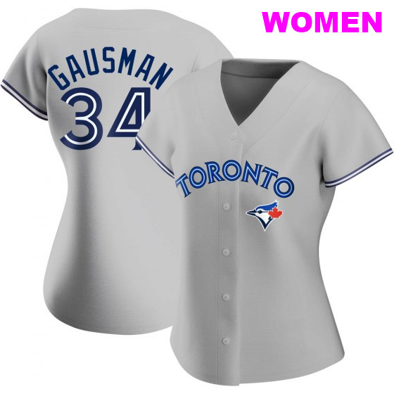 WOMEN'S TORONTO BLUE JAYS #34 KEVIN GAUSMAN GRAY ROAD JERSEY的副本