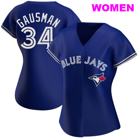WOMEN'S TORONTO BLUE JAYS #34 KEVIN GAUSMAN ROYAL ALTERNATE JERSEY的副本