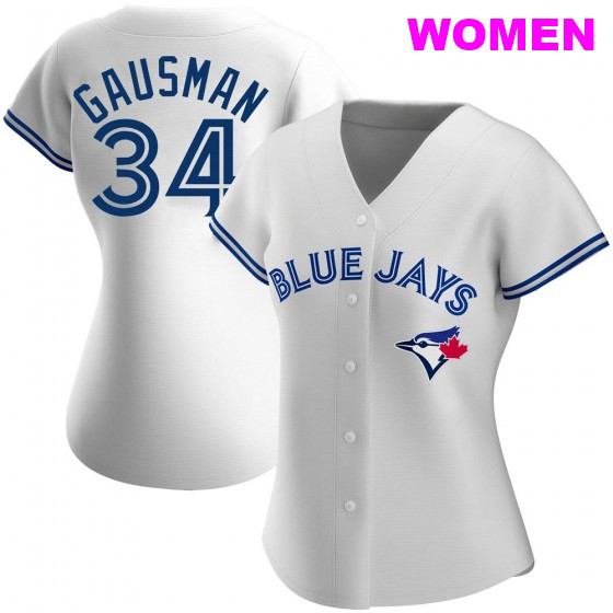WOMEN'S TORONTO BLUE JAYS #34 KEVIN GAUSMAN WHITE HOME JERSEY的副本