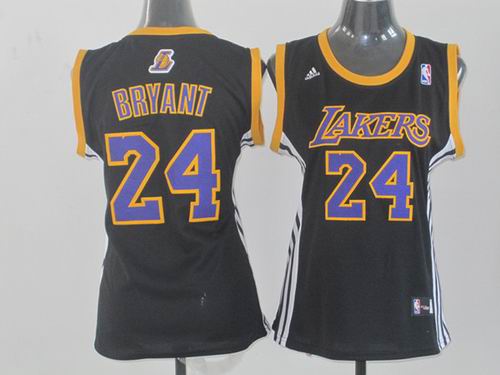 WOMEN Los Angeles Lakers 24 Kobe Bryant BLACK Jersey