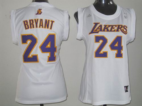 WOMEN Los Angeles Lakers 24 Kobe Bryant white Jersey