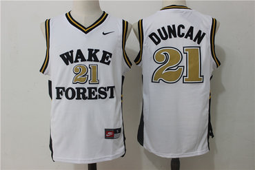 Wake Forest Demon Deacons 21 Tim Duncan White College Jersey