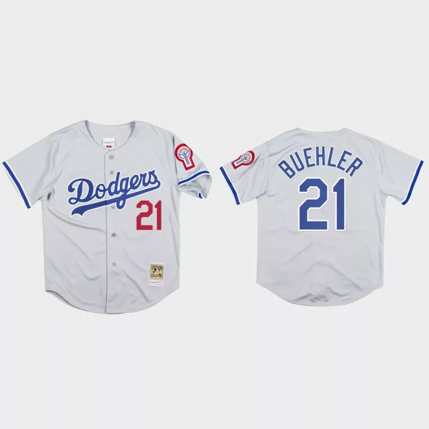 Walker Buehler #21 Los Angeles Dodgers Mitchell & Ness 1981 Authentic Jersey – Gray
