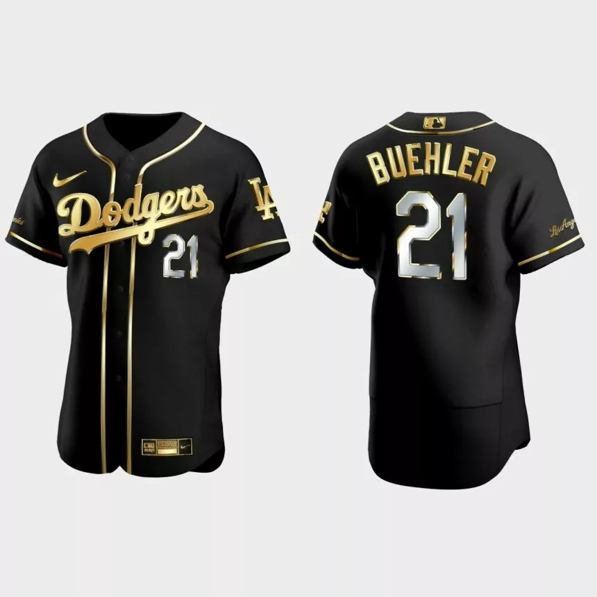 Walker Buehler Los Angeles Dodgers 2021 Gold Program Golden Authentic Jersey – Black