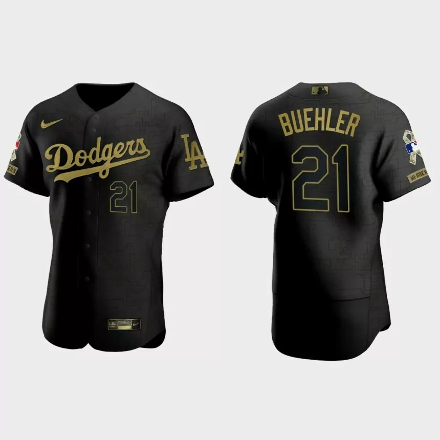 Walker Buehler Los Angeles Dodgers 2021 Salute to Service Jersey – All Black