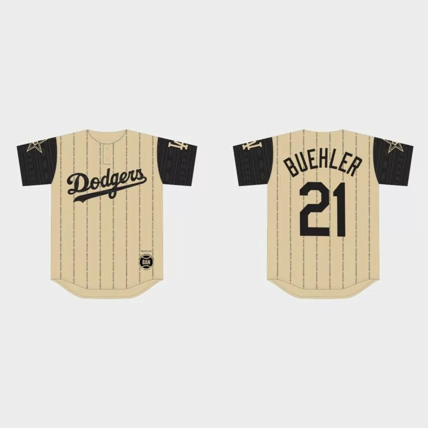 Walker Buehler Los Angeles Dodgers 2022 Black Heritage Night Jersey – Gold