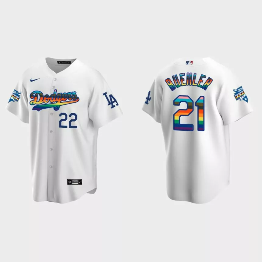 Walker Buehler Los Angeles Dodgers 2022 Pride Night LGBTQ Replica Jersey – White