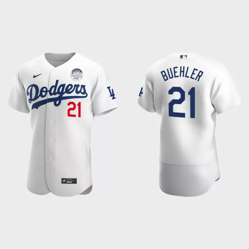 Walker Buehler Los Angeles Dodgers 4 ALS Lou Gehrig Day Authentic Jersey – White