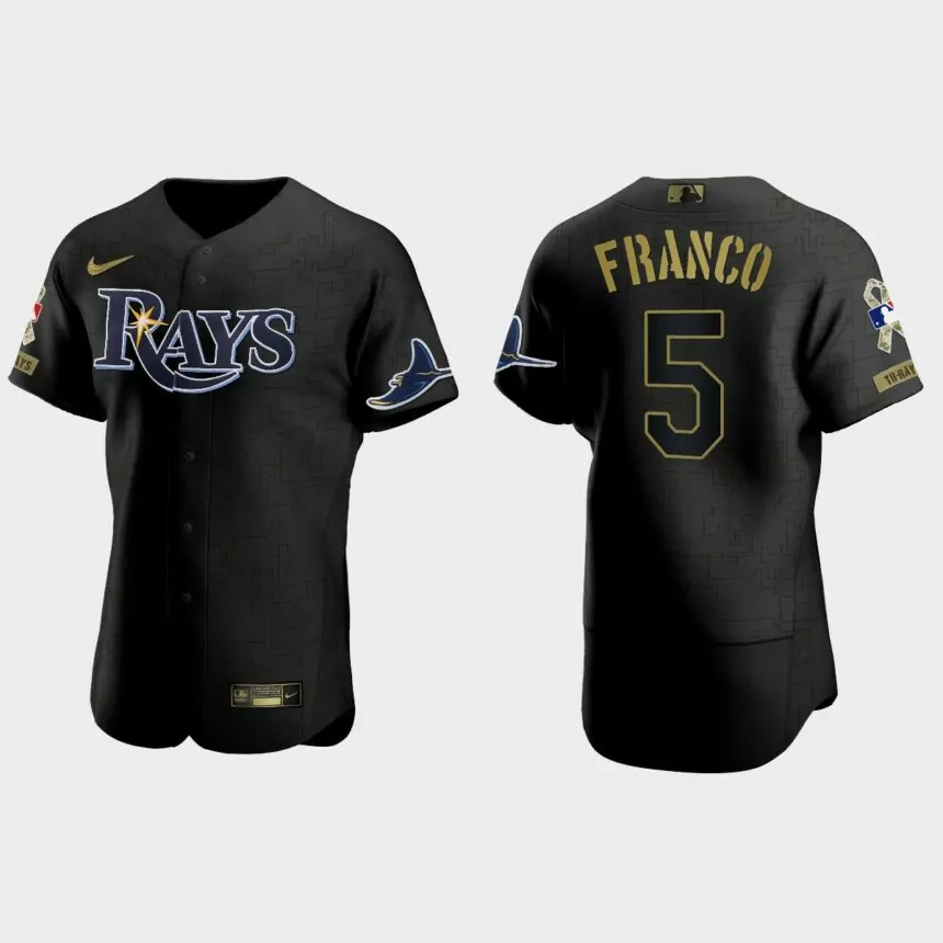 Wander Franco Tampa Bay Rays 2021 Salute to Service Jersey – All Black
