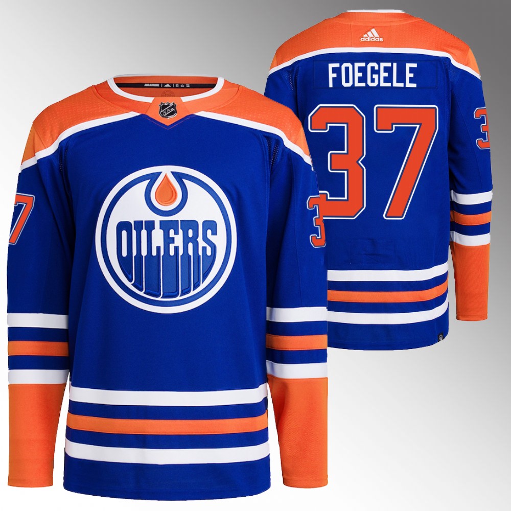 Warren Foegele Edmonton Oilers Royal Authentic Home Primegreen Jersey