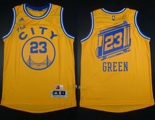 Warriors #23 Draymond Green Gold Throwback The City Stitched NBA Jersey