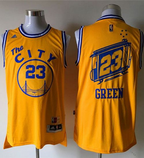 Warriors #23 Draymond Green Gold Throwback The City Stitched NBA jerseys